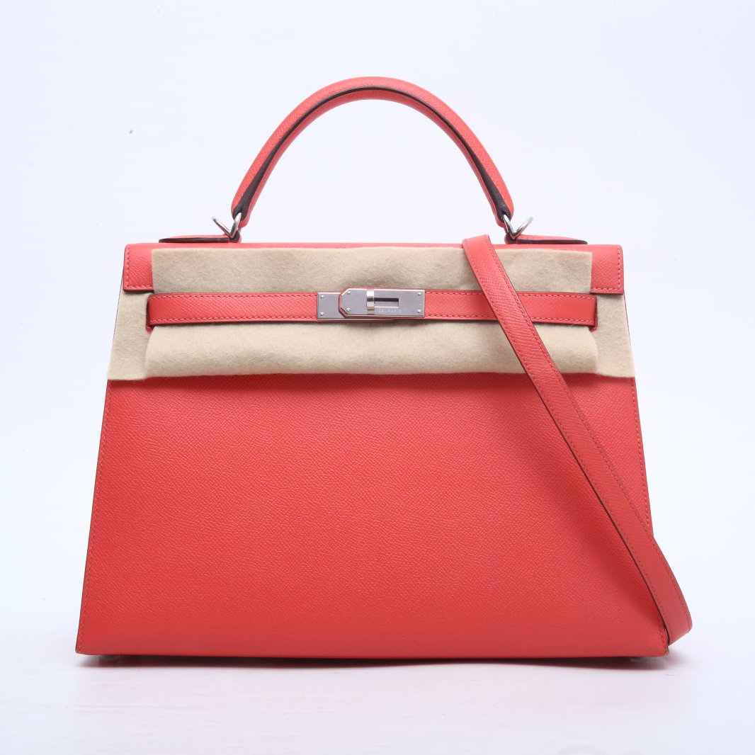 95新 Hermes/爱马仕 小花双双 Kelly 32 斋普尔粉 Epsom皮 X刻