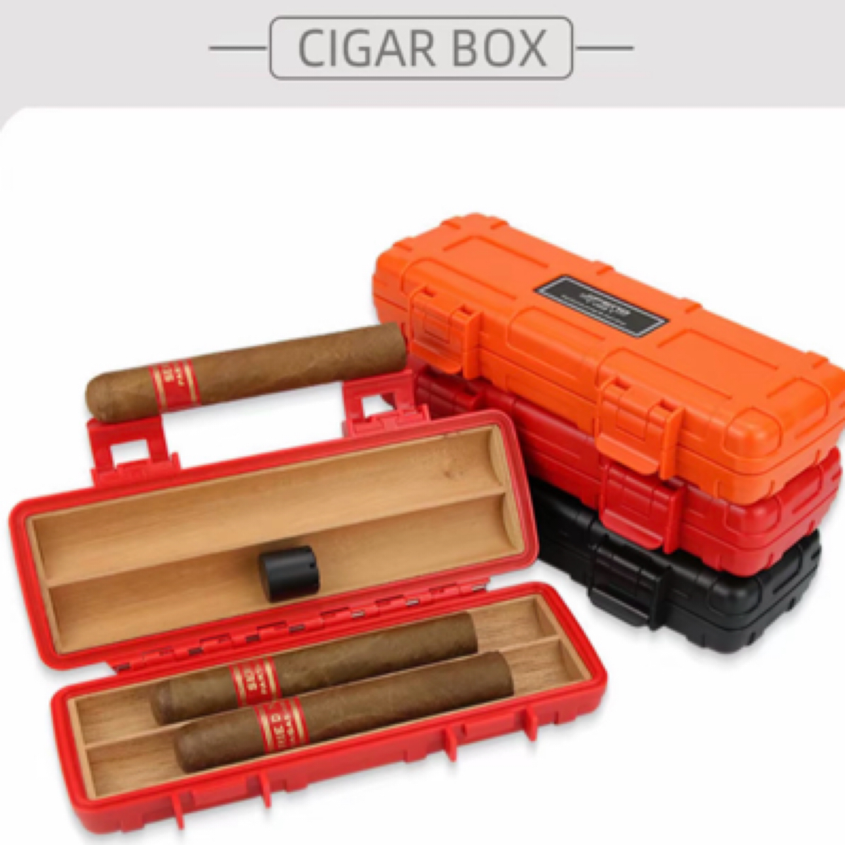 JIFENG防爆雪茄保湿盒雪松木便携盒旅行防水 塑料雪松木雪茄烟盒