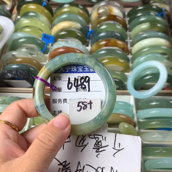 未镶嵌蛇纹石玉手镯6489