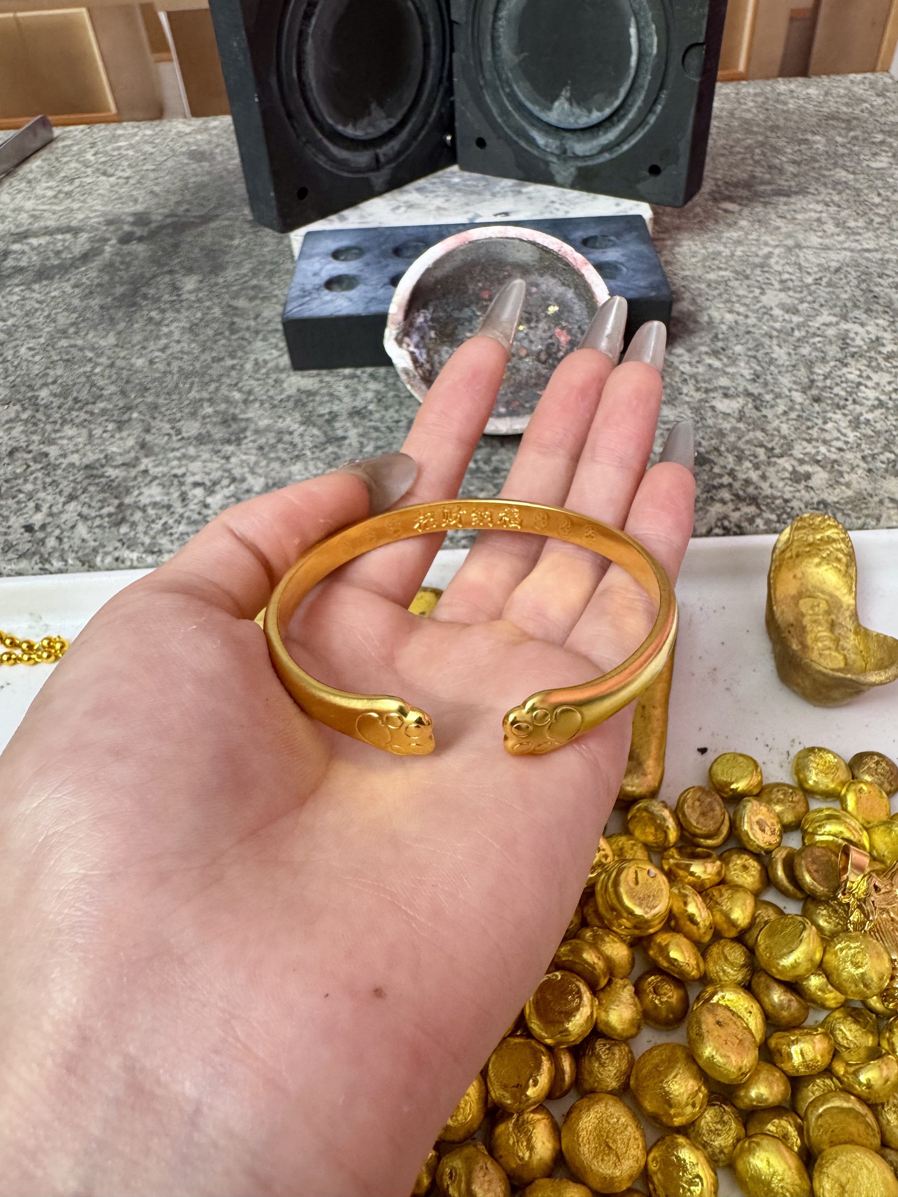 【纯手工】炉内锻打【猫爪】金色摆件