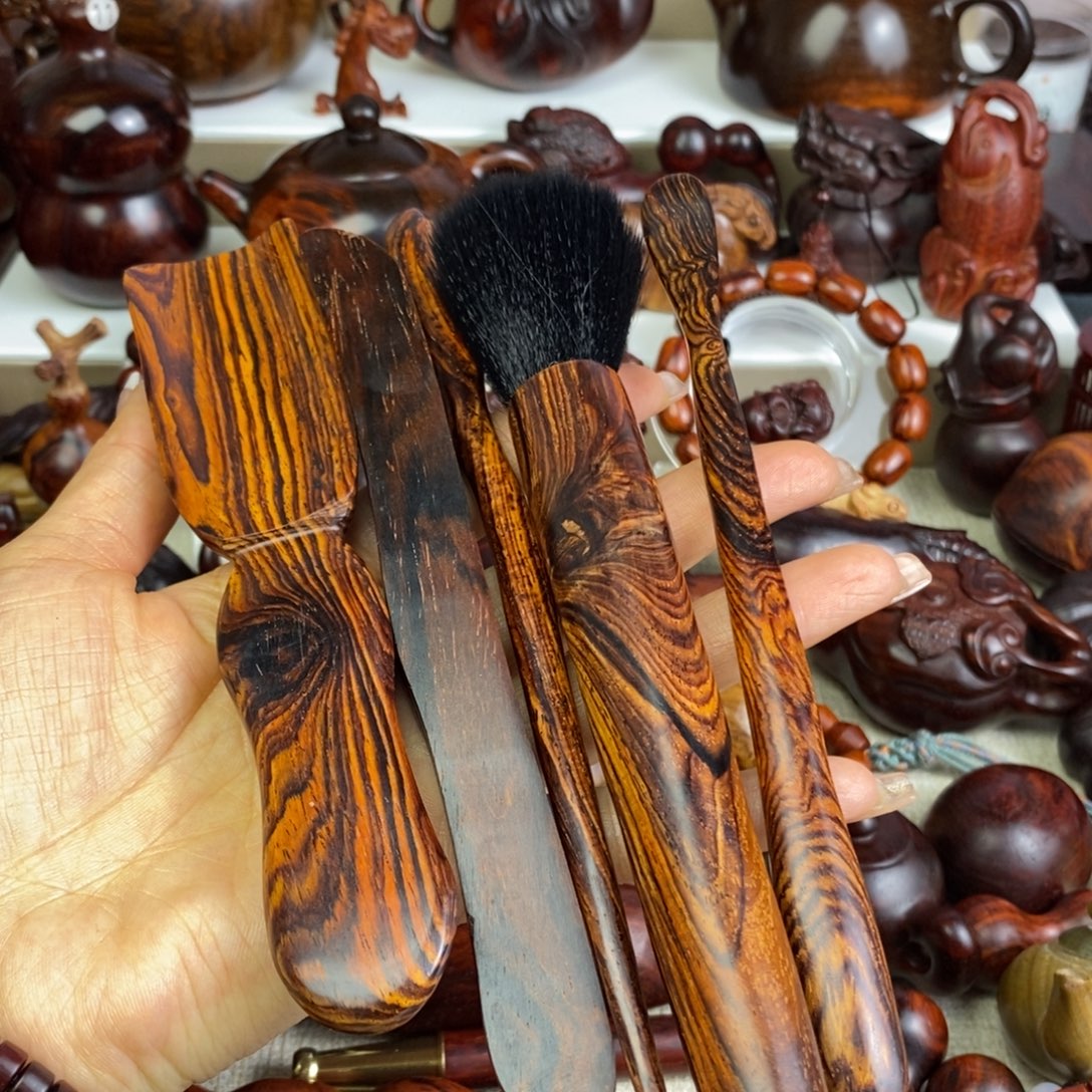 木微凹黄檀五君子茶具