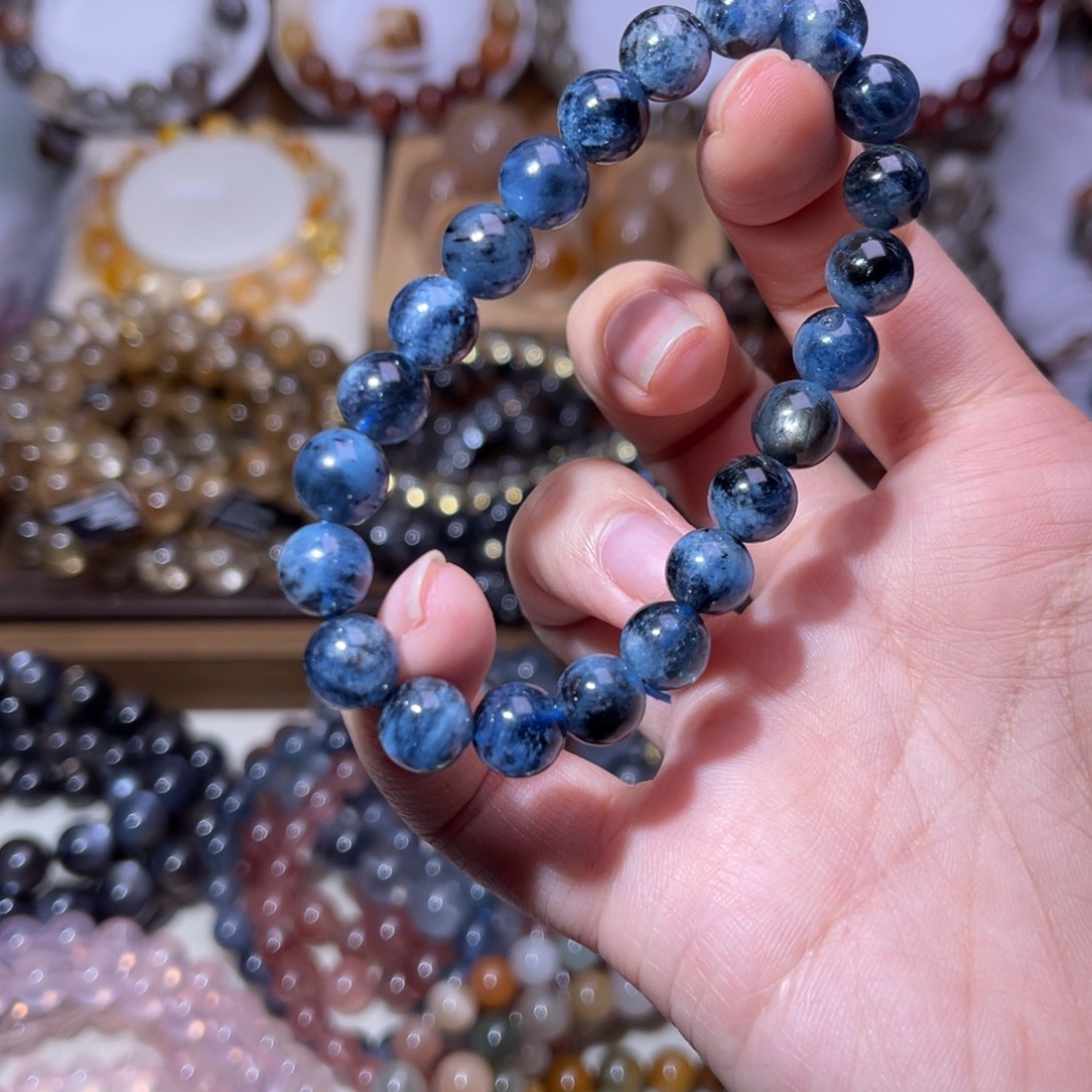 未镶嵌手串水晶黑爆闪