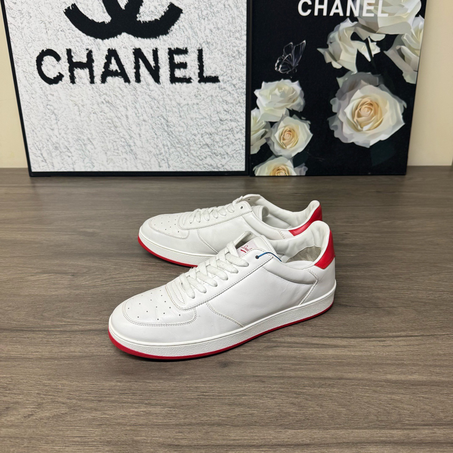 95新 LouisVuitton/路易威登 Rivoli白红板鞋41.5码98新公价8700