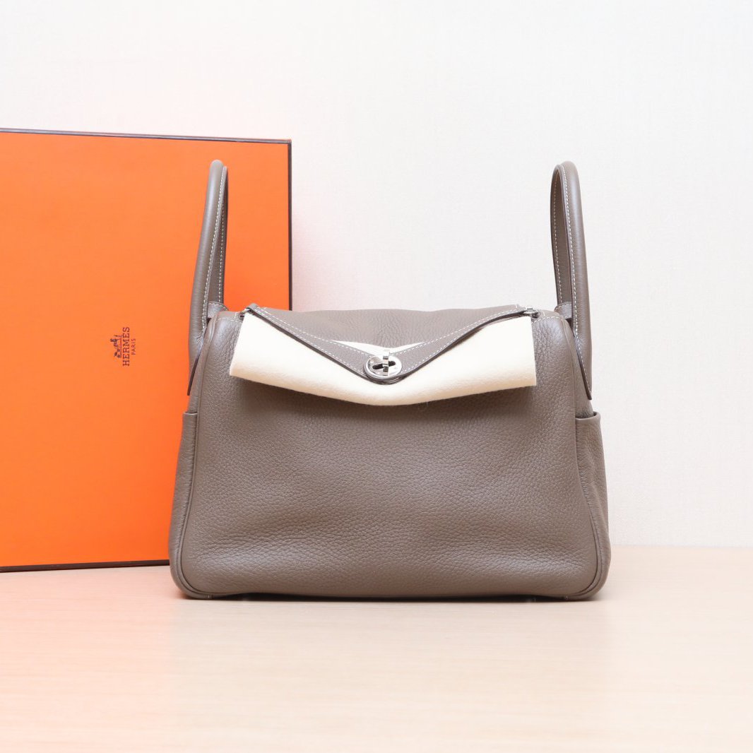 95新 Hermes/爱马仕 黑黑精选335198Lindy 30 18大象灰 A刻包