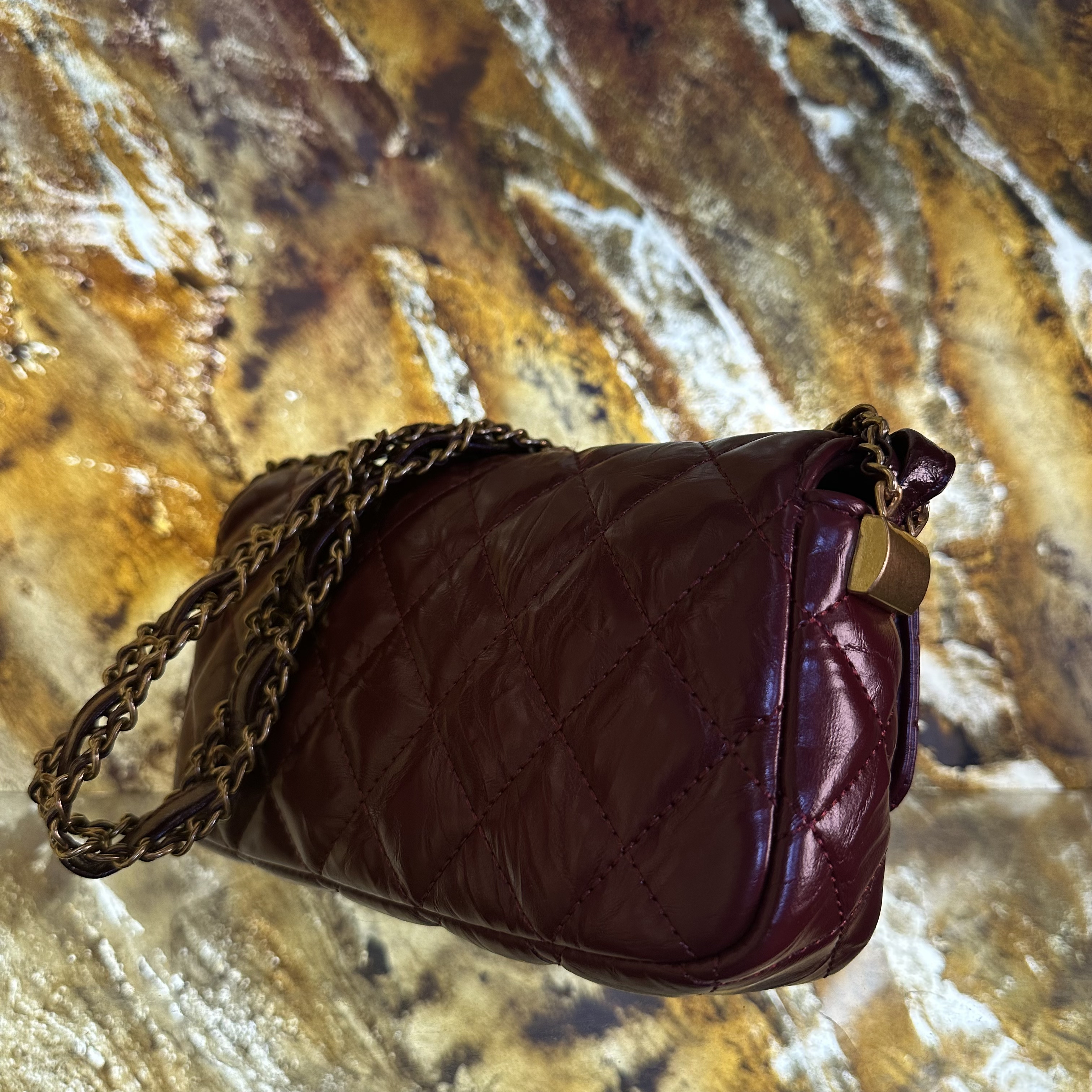 HIRMRIS手工真皮包550788-红 漆宽肩带香