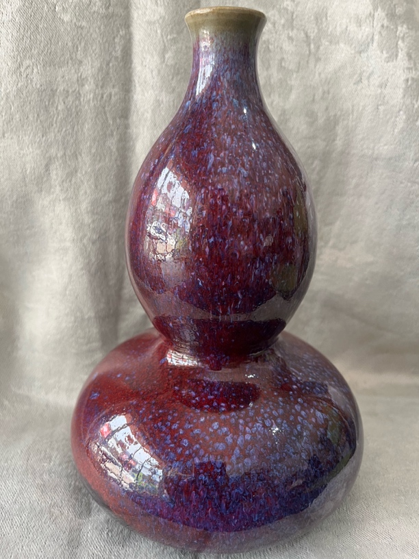 手工碳烧钧瓷葫芦瓶摆件