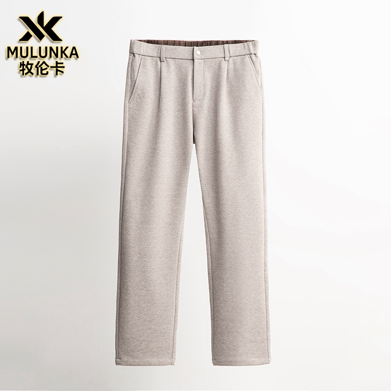 【直筒宽松版】冬季加厚极简毛呢弹力磨毛男士直筒休闲裤秋冬大码