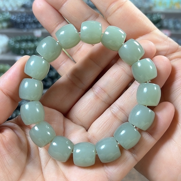 和田玉手链未镶嵌新疆且末蓝直切卡14