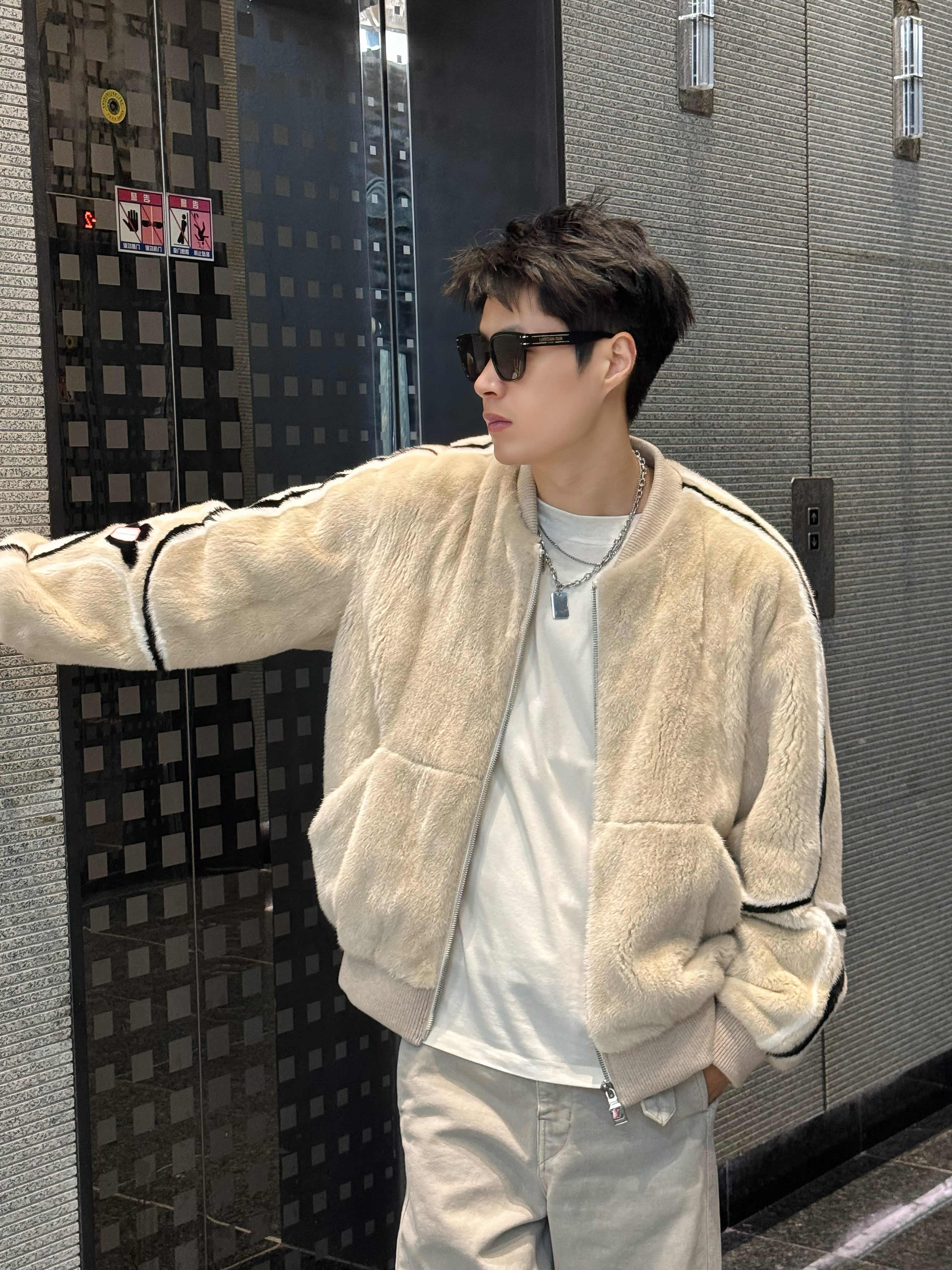 晴天丨白敬亭同款丹麦进口紫金短二天鹅绒时尚宽松设计皮草外套