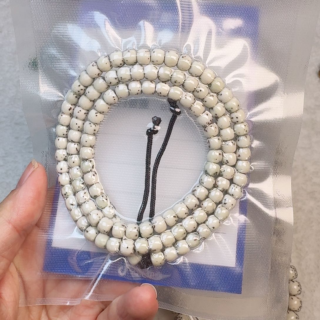 星月菩提手串不**哥6/5石玉料骨瓷白108