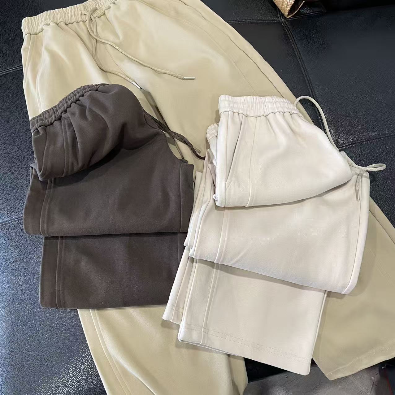 CS657冬装新款厚实保暖松紧腰纯色毛呢休闲裤女士