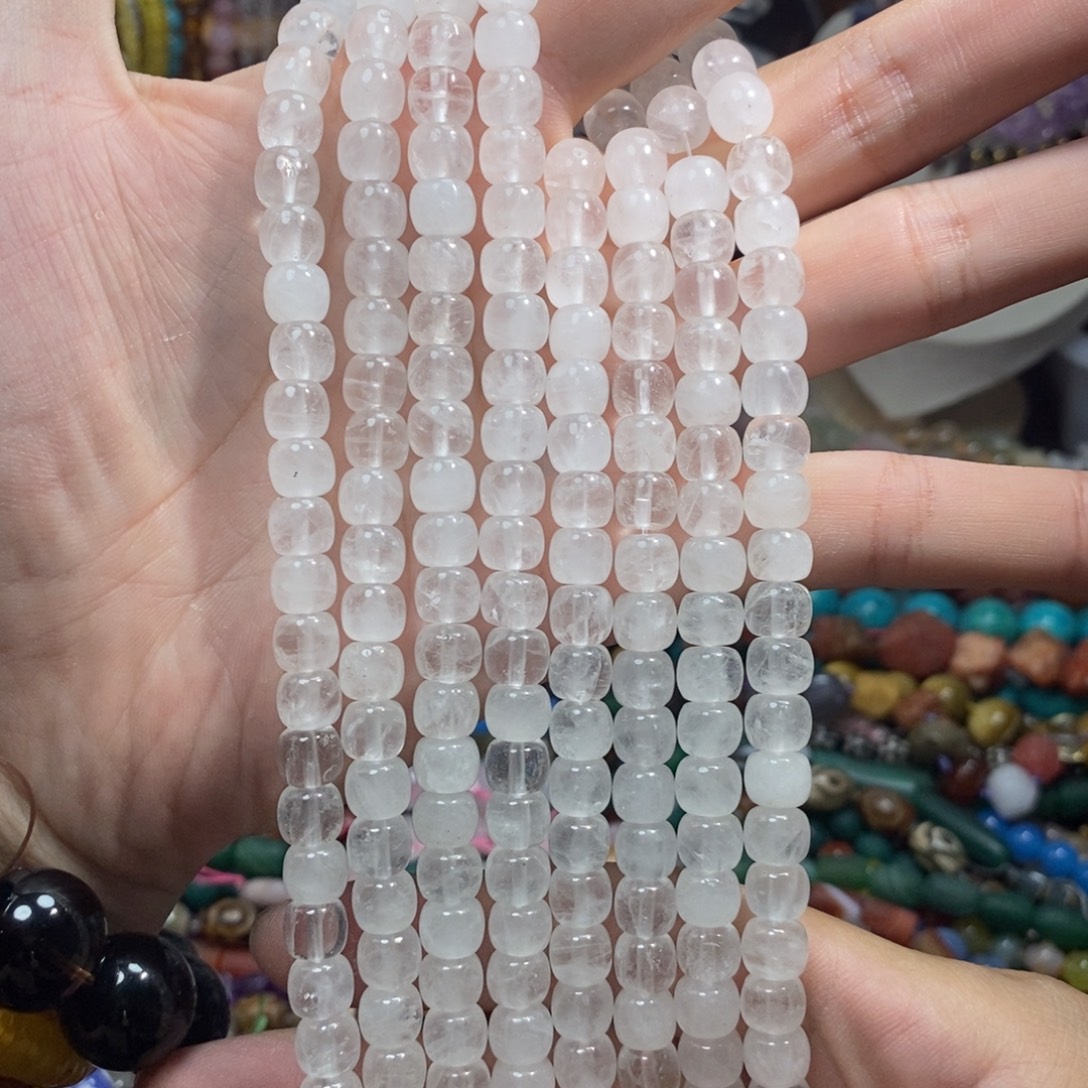 未镶嵌，天然白水晶墩墩8mm，石英质玉