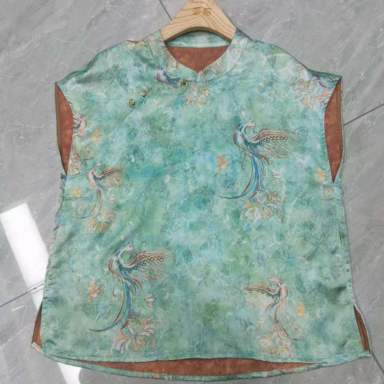 【青鸾】常规款立领宽松型短袖中国风T恤复古百搭背心时尚1177