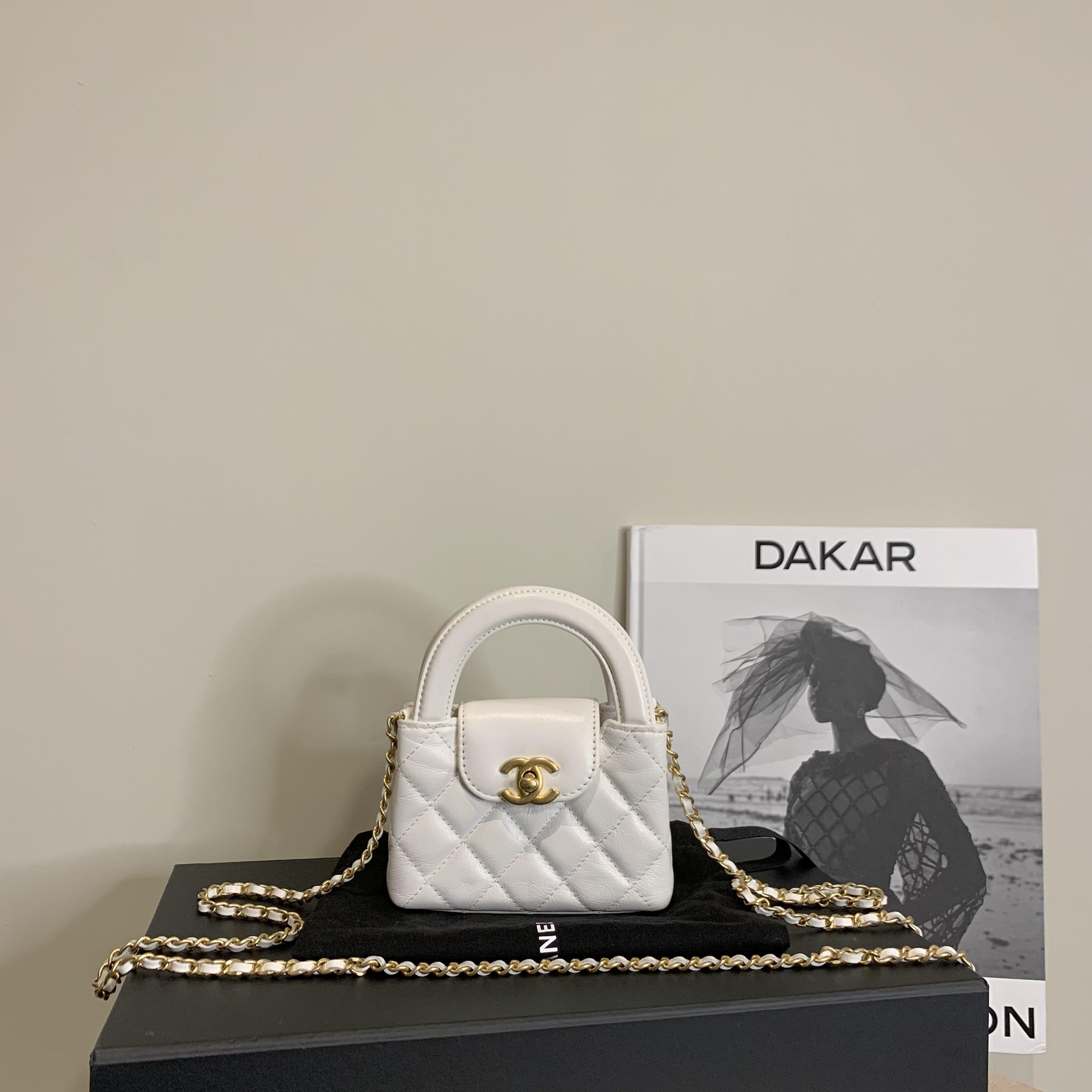 99新 Chanel/香奈儿 壹臻/23K白金Kelly mini斜挎包/37047926 