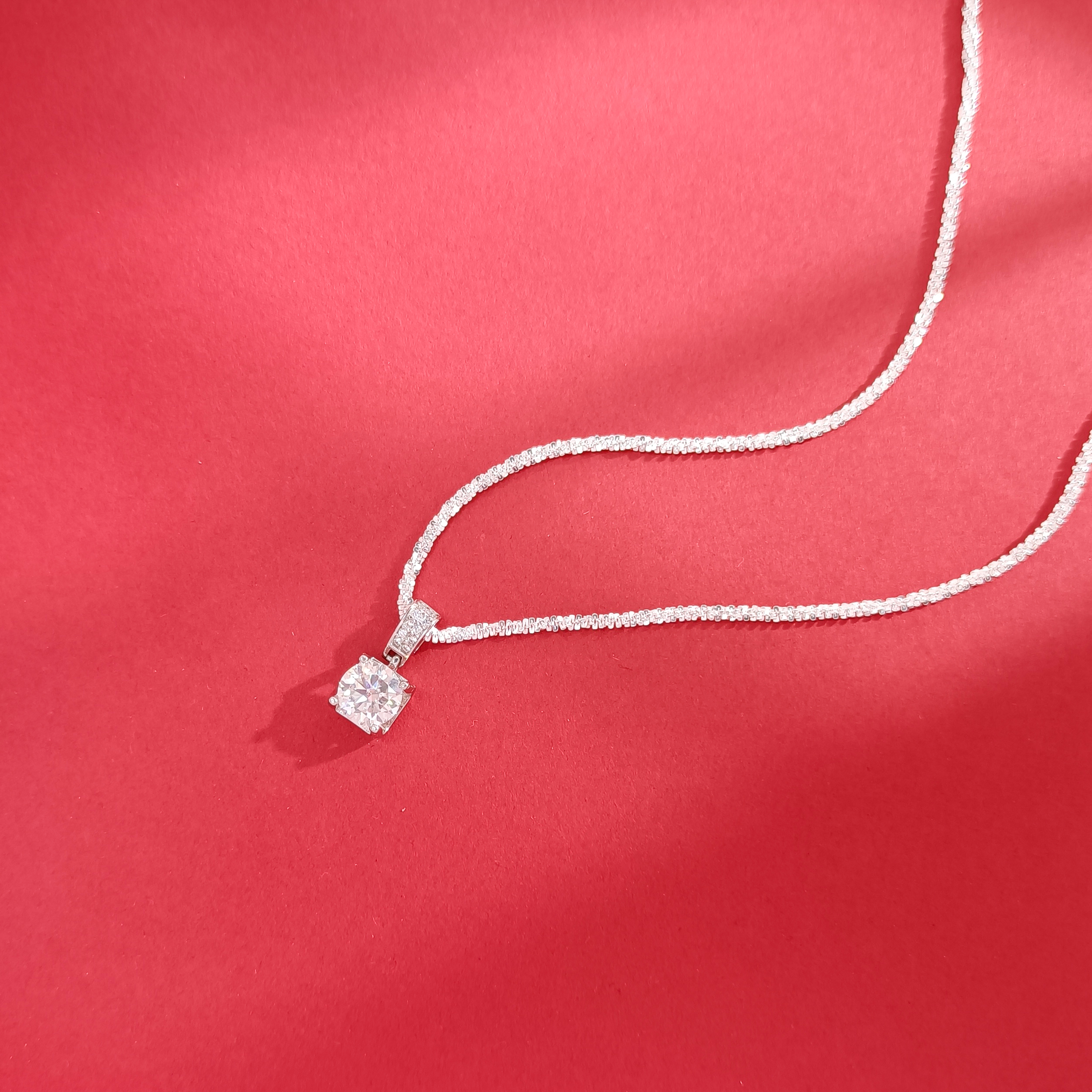 坠链均925银合成锆石 EE7RSS-03650 纯银项链 莫桑吊坠 雪花链