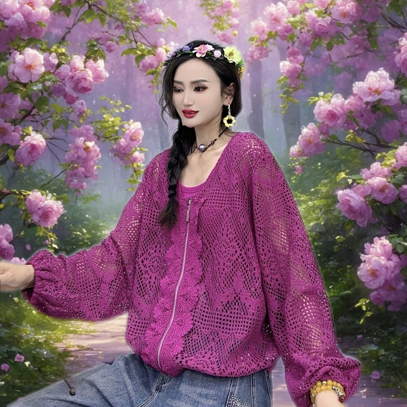 夏季度假风开衫外套女装2025新款时尚长袖外搭上衣休闲外套-25877