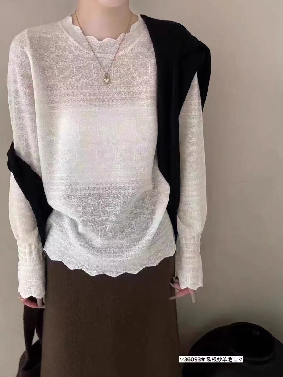 1106-1千炫家女装新款设计感蕾丝花边领时尚上衣