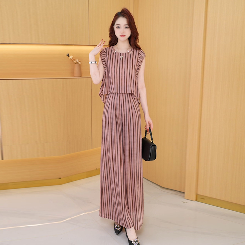 【两件套】夏季时尚女神修身洋气宽松气质休闲百搭显瘦减龄女装套裤