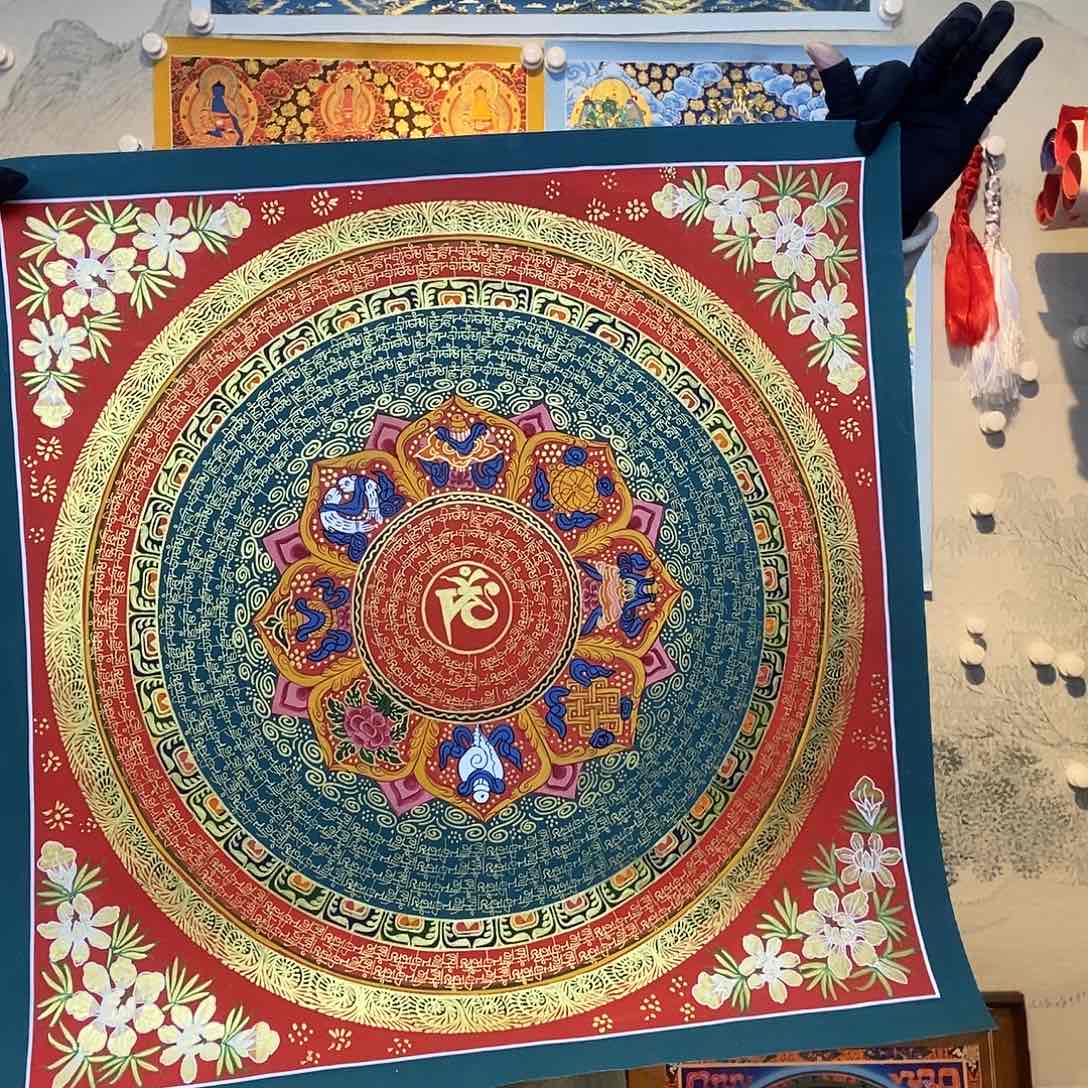 卷轴画纯手绘六字真言唐卡50尺