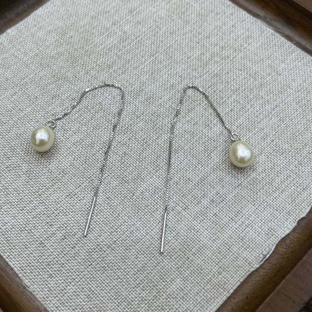 1117-珍珠水滴耳线一对6-7mm多样性发一件