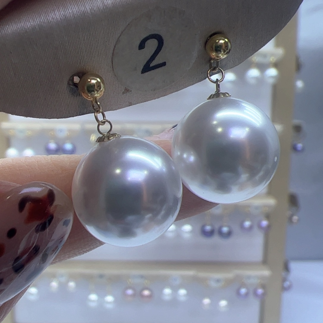 淡水珍珠耳饰18K金镶嵌