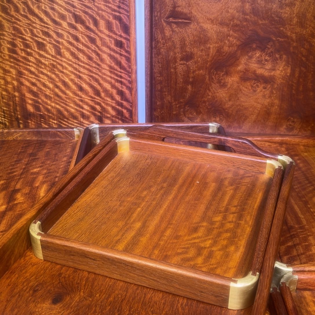 红***厂绒质木大国紫檀茶盘文盘