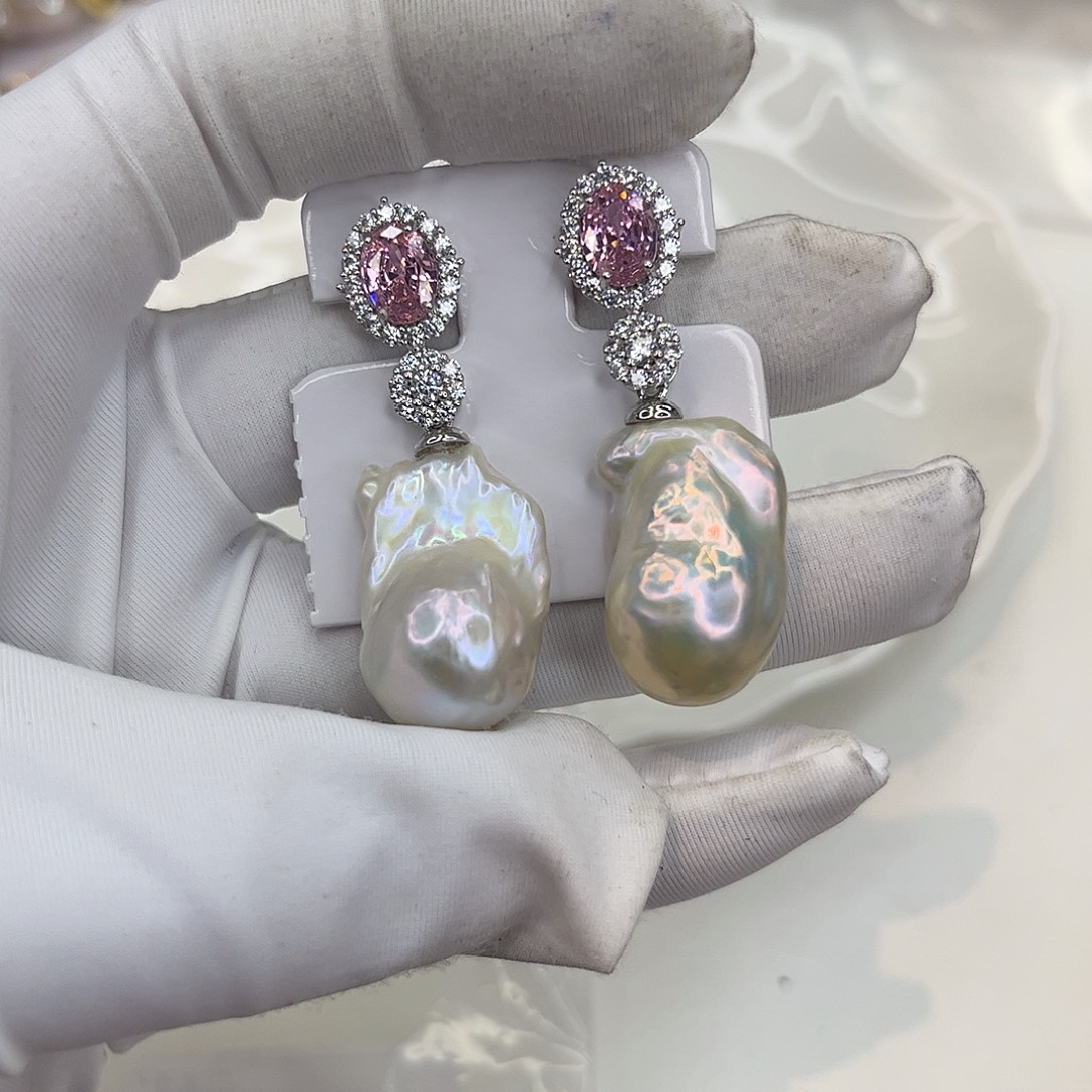 合金淡水珍珠耳饰