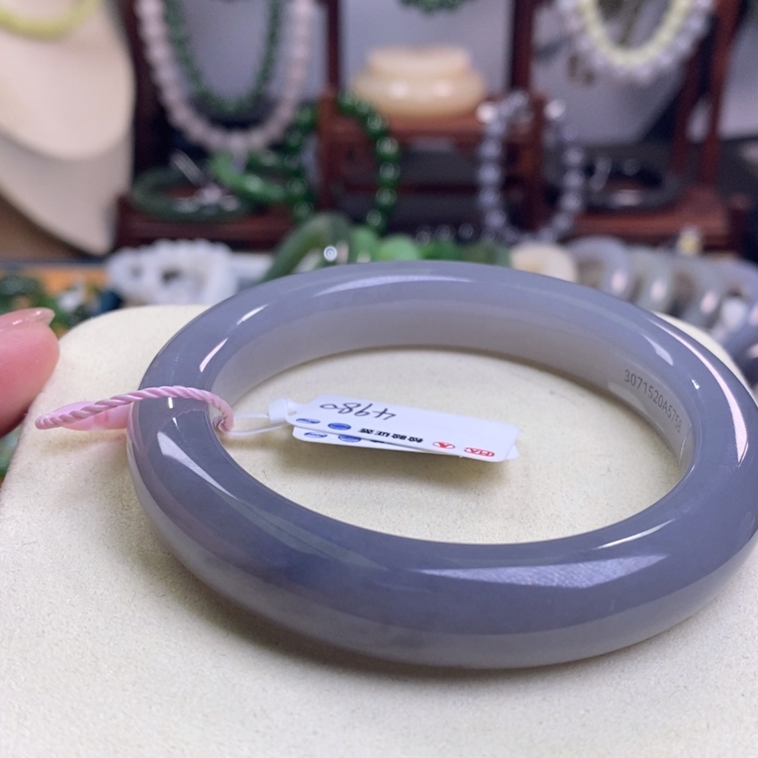 和田玉清货价高冰烟紫老矿料香芋紫手镯57.5未镶嵌