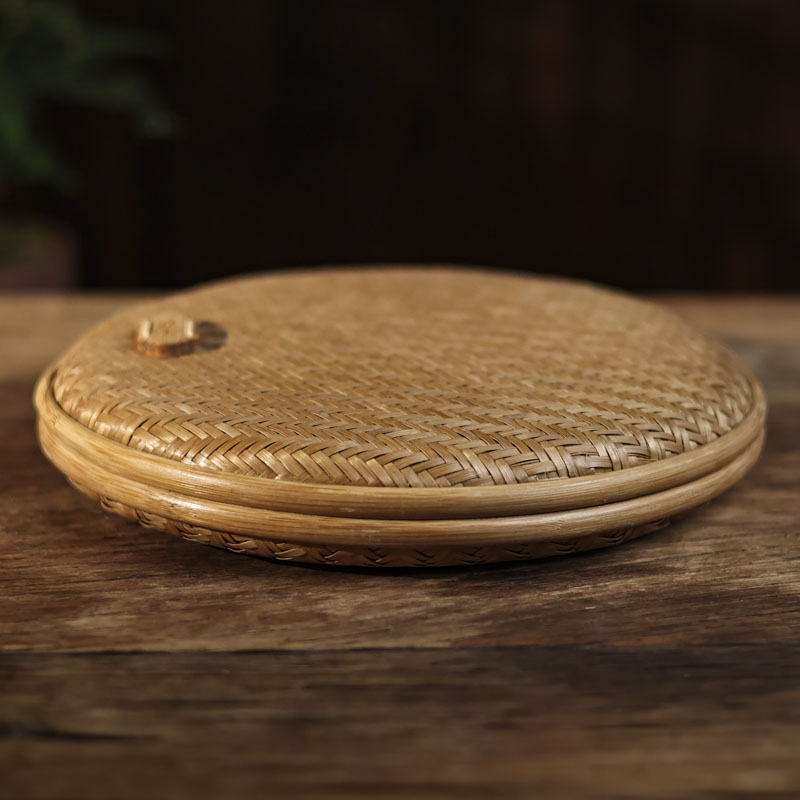 【纳兰专属】素面竹席单饼盒直径23CM高4CM（TC168-2）