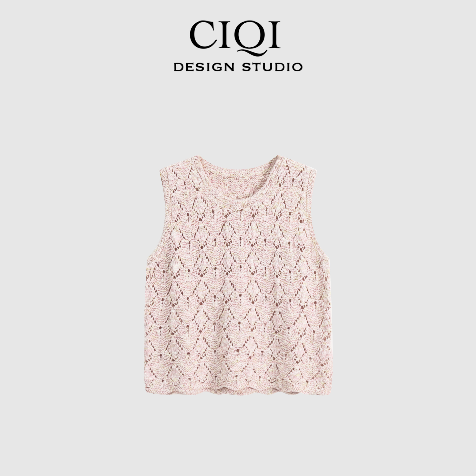 CIQI STUDIO秋冬四股纱重工温柔小香风氛围感镂空针织背心258511