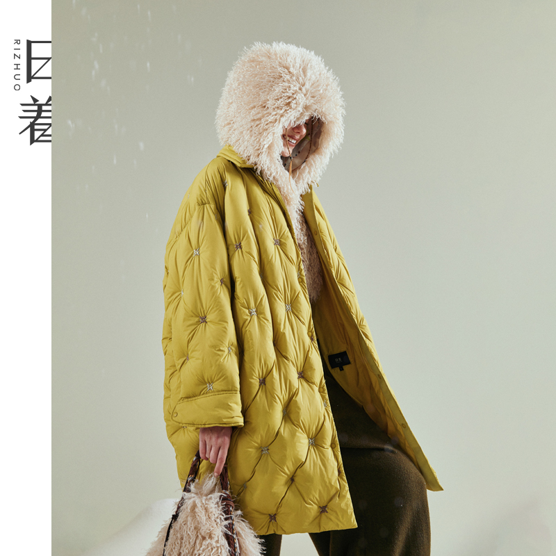 日着趣雪怪原创中长款衬衫羽绒服2025年冬季新休闲外套女RD8151Y0