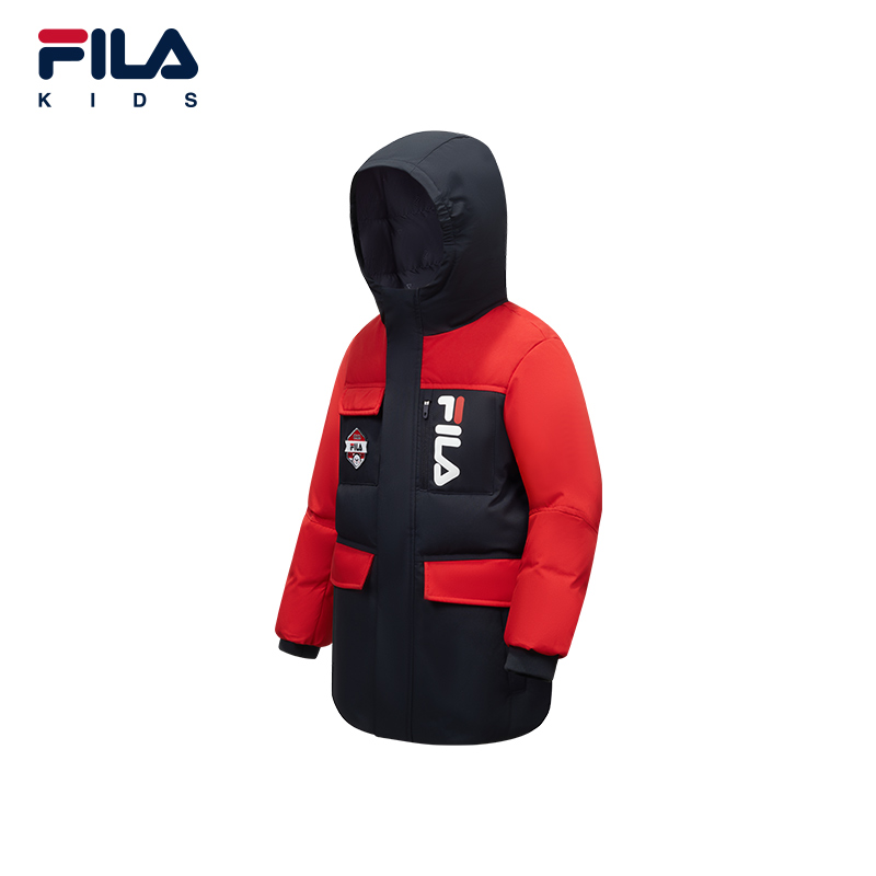 FILA斐乐儿童【4C白钻鸭绒】冬季男童保暖御寒连帽羽绒服K11B541906