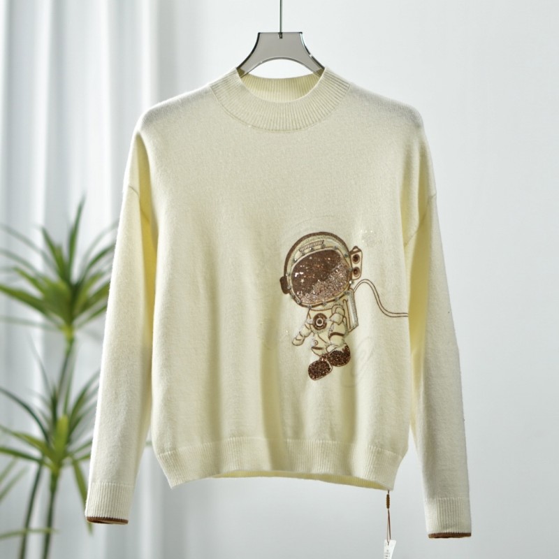 【诗M】  Z1093-1   秋简约宇航员毛织上衣杏色2506305