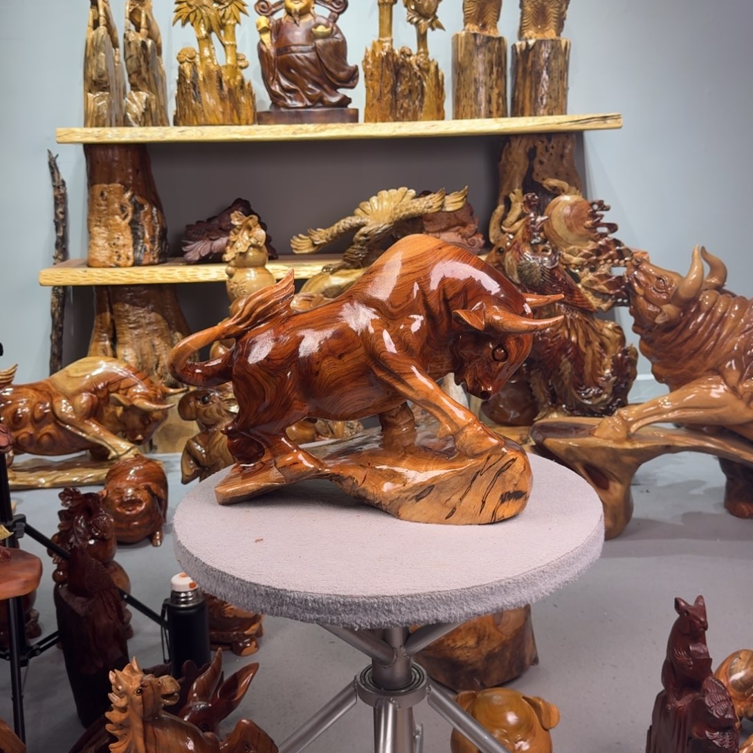 幻***影木材香香木牛摆件