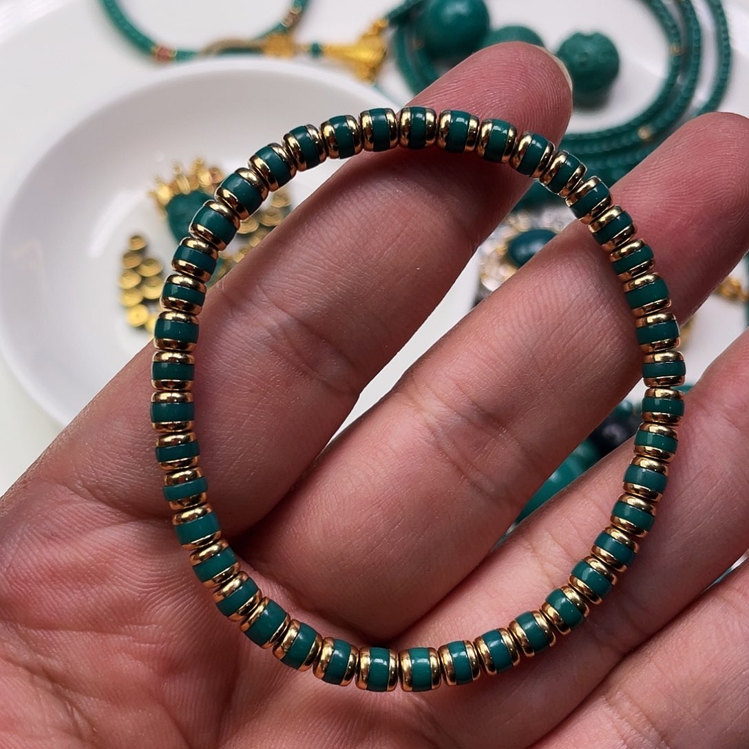 顽***主绿松石18K金镶嵌网红老型卡4.5