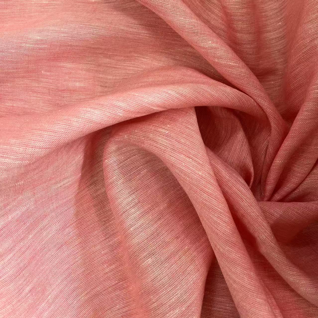 【绒兰】色织纯亚麻服装面料 02号 粉色