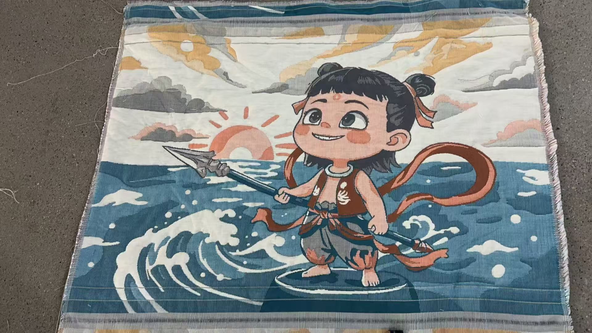 哪吒闹海-枕巾（52cm x 78cm）一对加厚吸汗柔软成人提花枕巾    