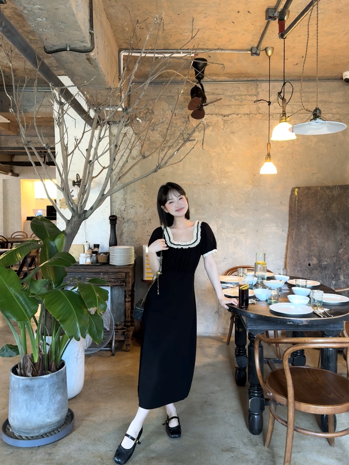 瞌睡兔定制【清苍盛夏芭蕾】气质收腰显瘦方领法式连衣裙0161
