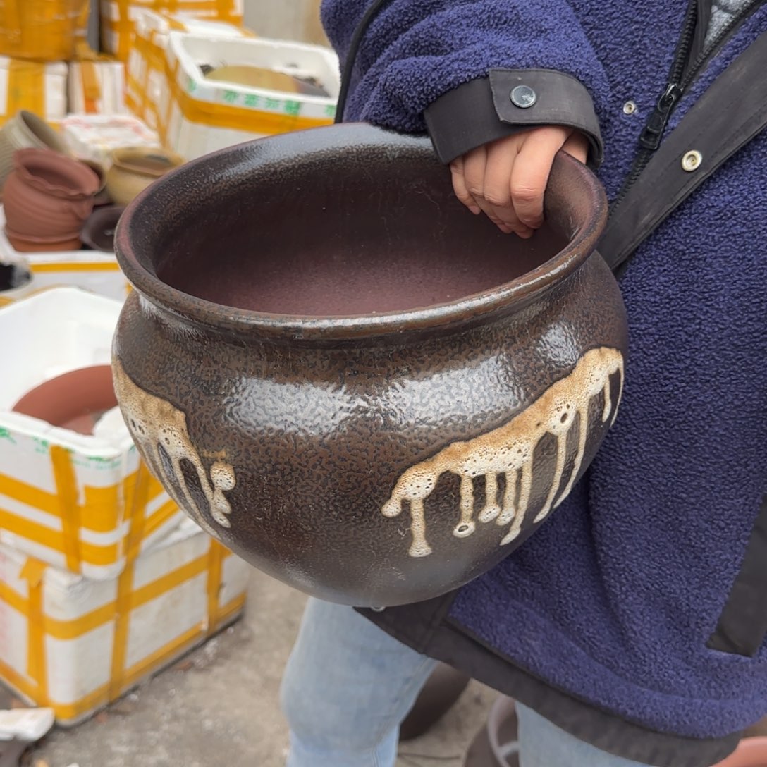 紫砂花盆口28高25宜兴紫砂瑕疵缩釉