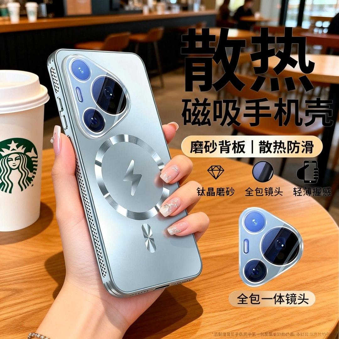 适用华为Pura70Pro新款手机壳蜂窝散热P70轻薄Magsafe带镜头膜por