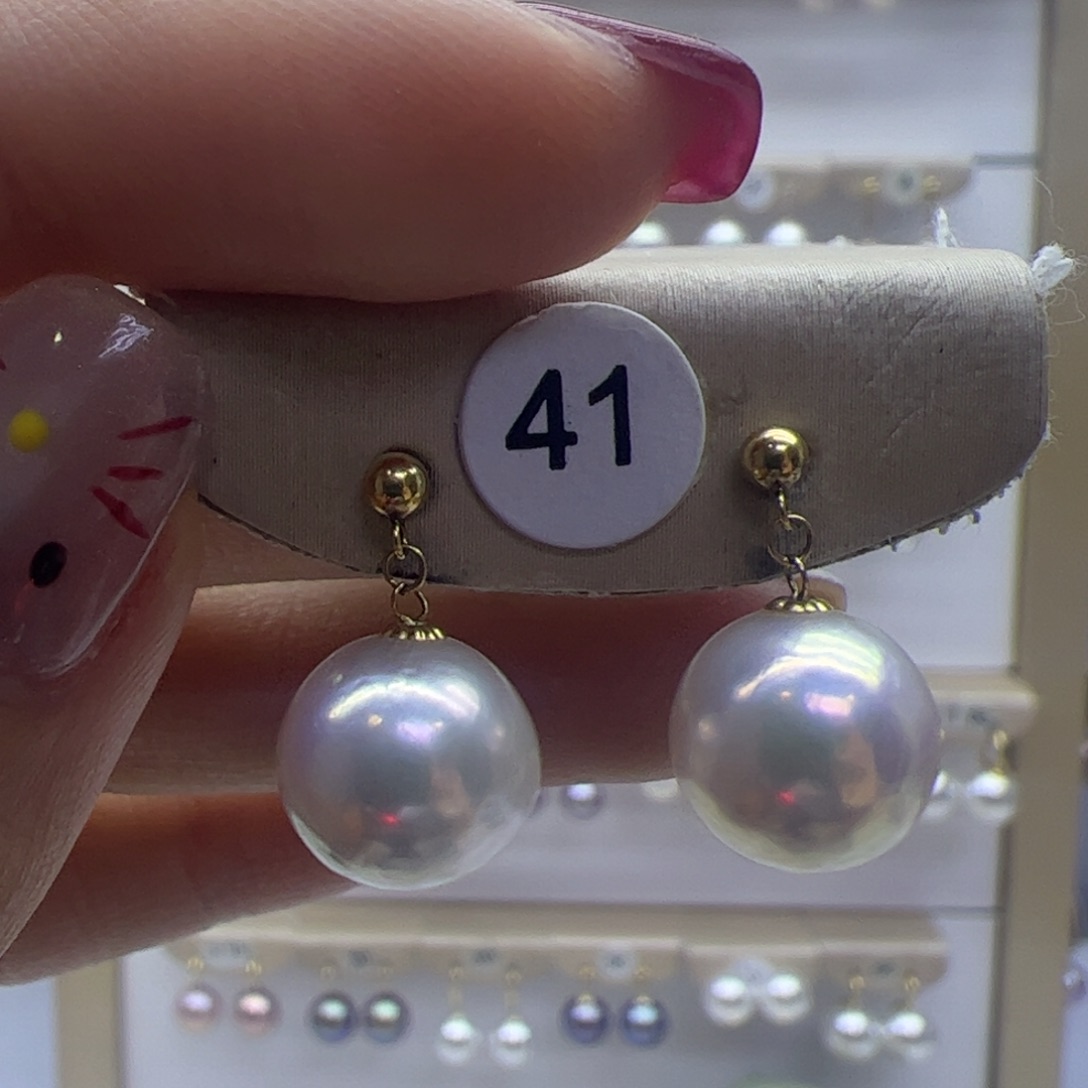 淡水珍珠耳饰18K金镶嵌
