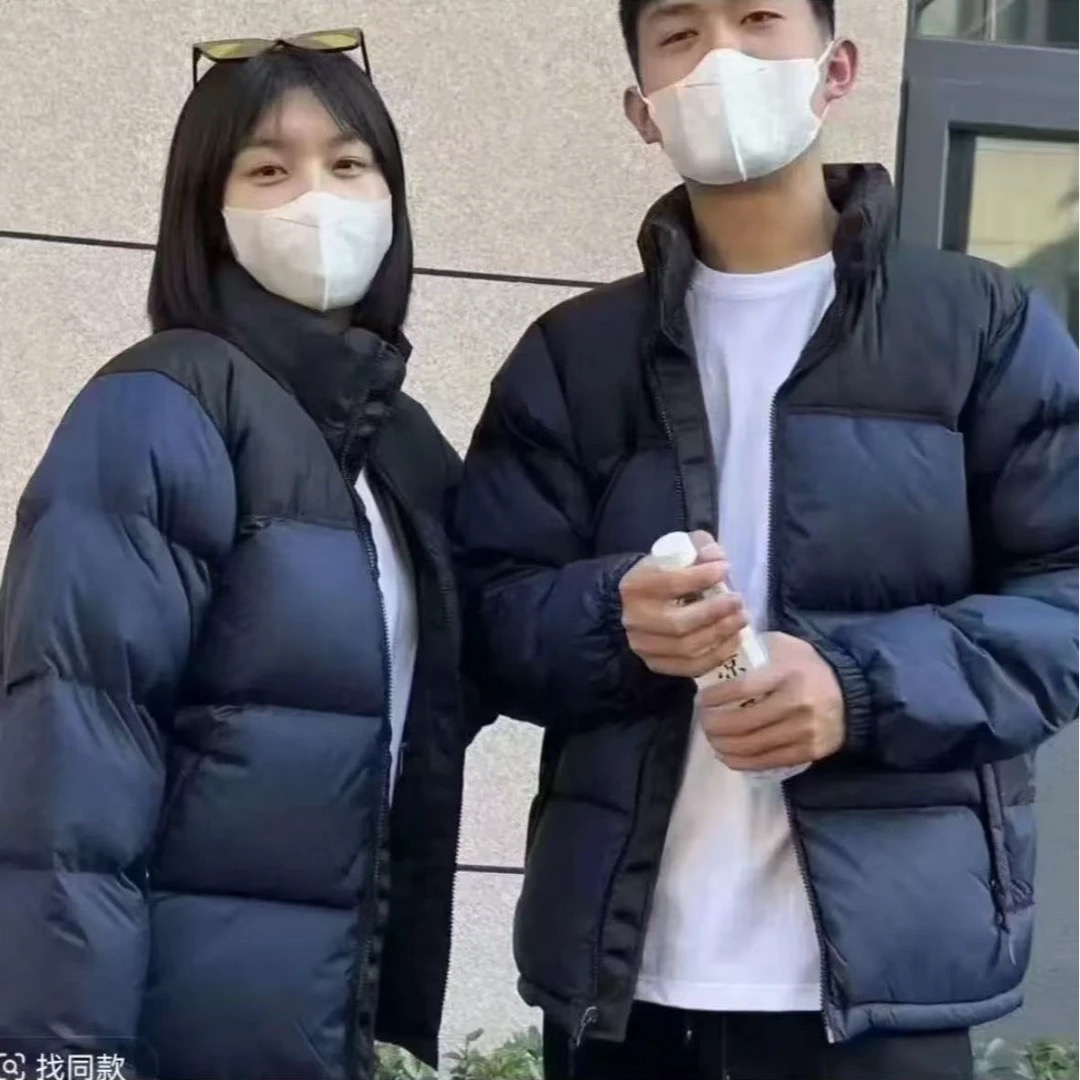 1-96版700蓬宽松加厚立领刺绣保暖户外连帽羽绒外套FF