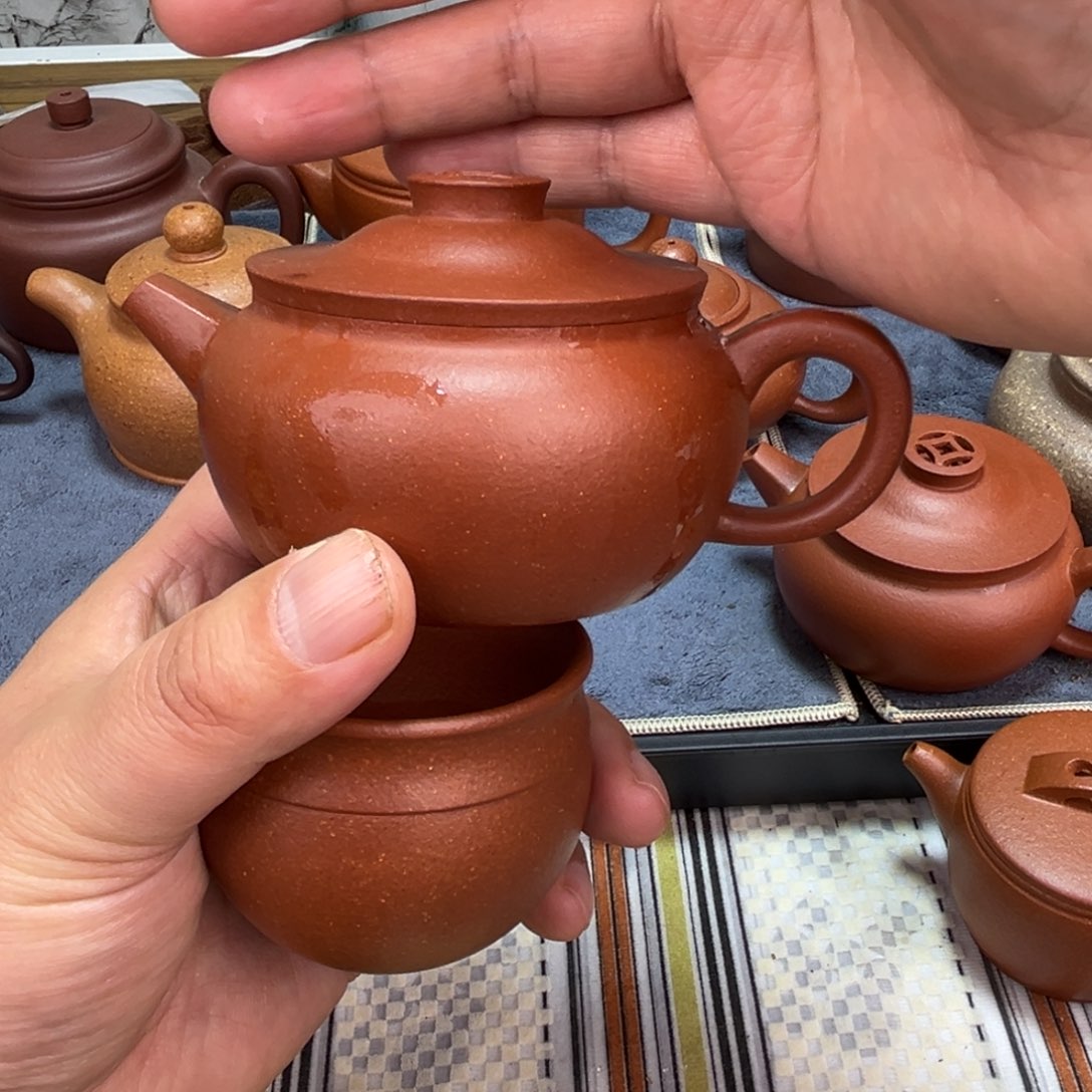 紫砂茶壶150毫升红降坡聚有财浮力