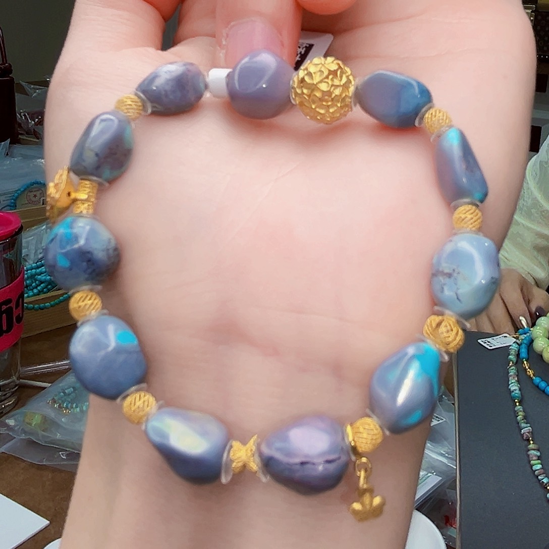 绿松石珠宝奇石18K金镶嵌