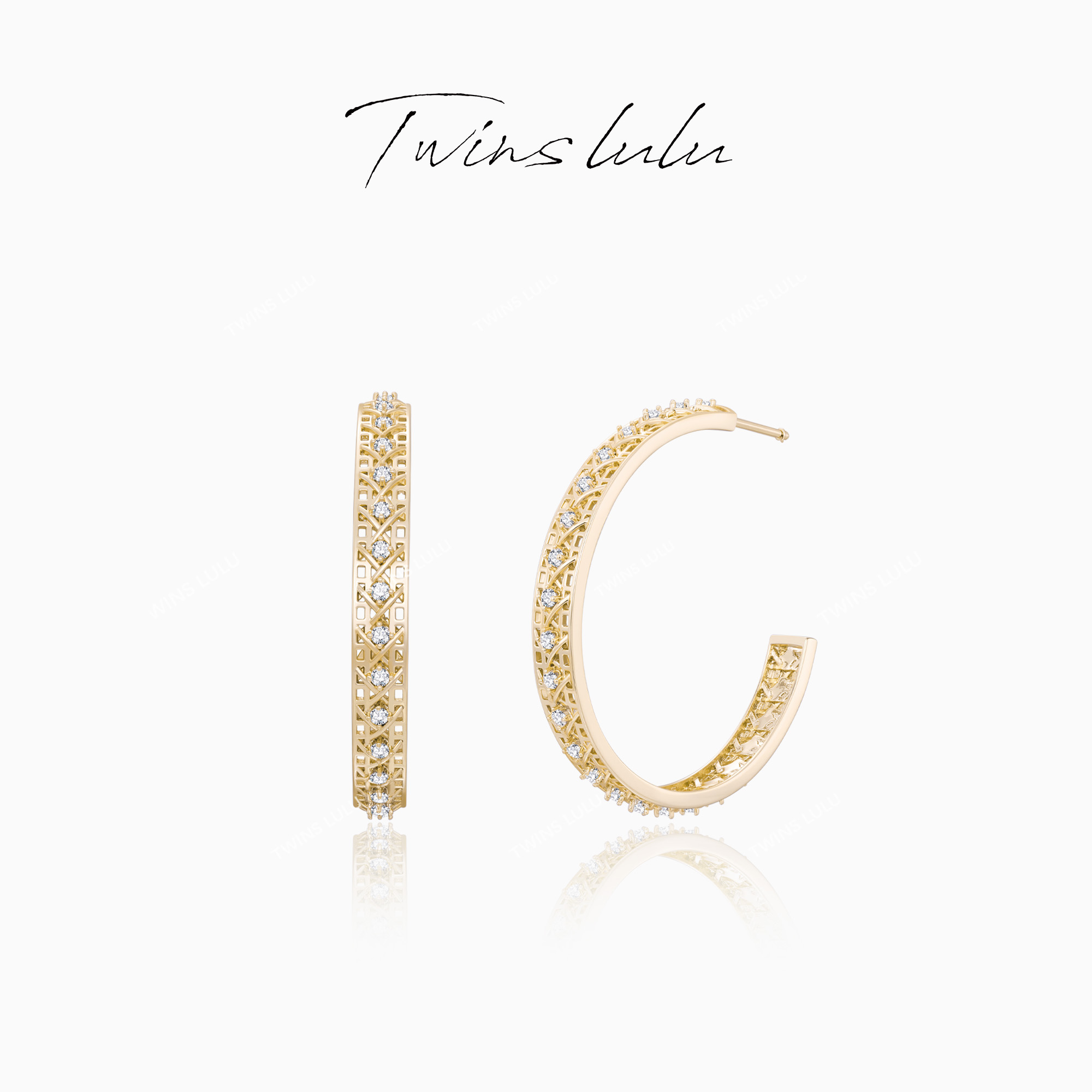 TWINS LULU【藤编】夏上新轻奢时尚高级感镂空C形耳环TSL2747商品图