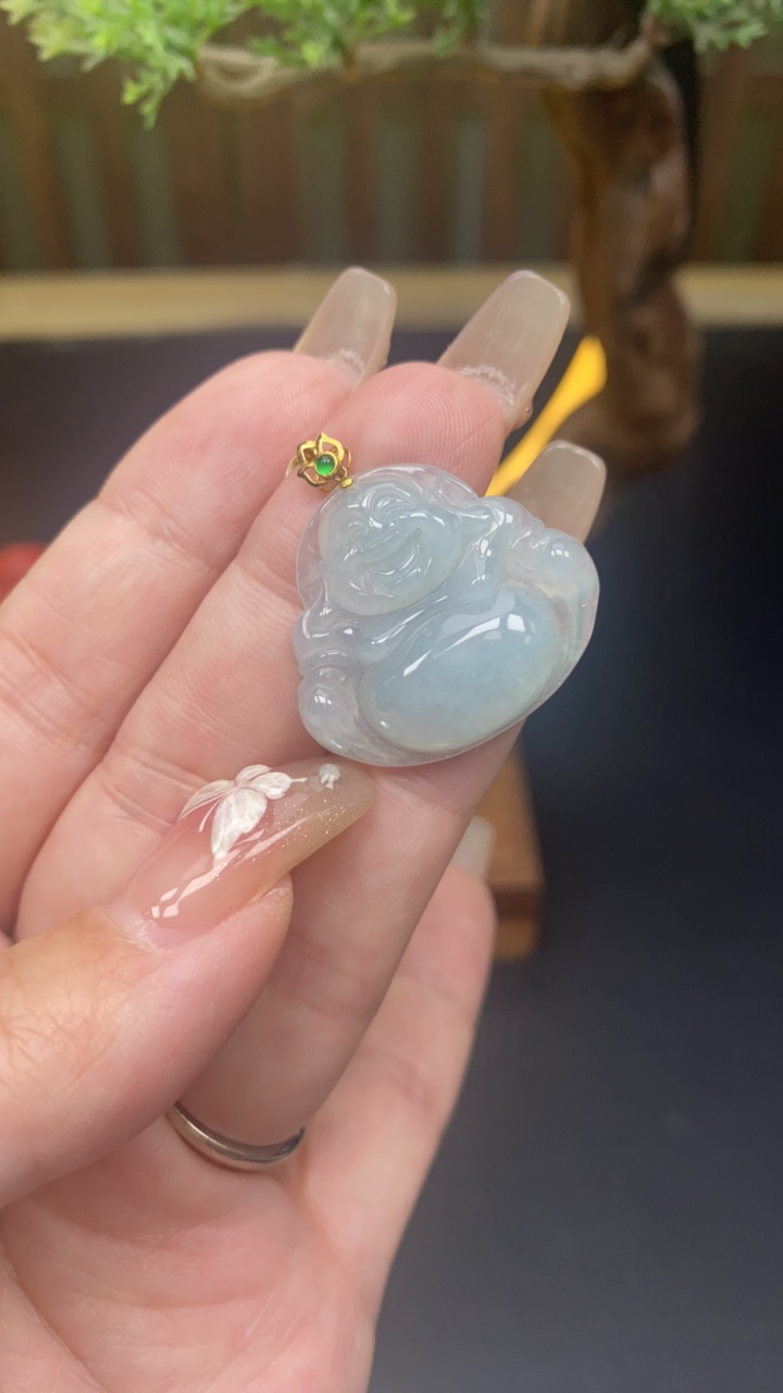 天然a货翡翠18k佛公829