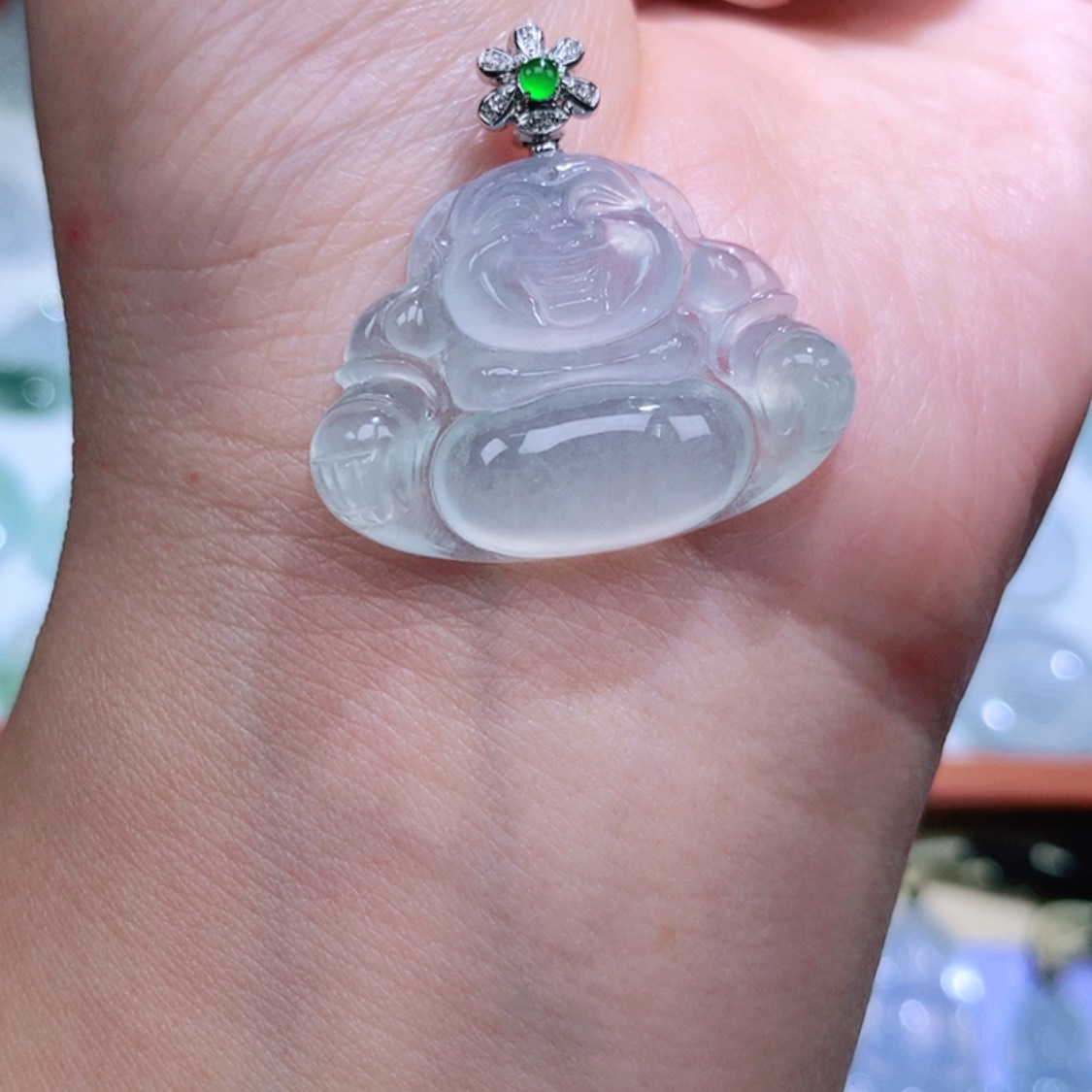 【闪购商品】翡翠颈饰18K金镶嵌佛公