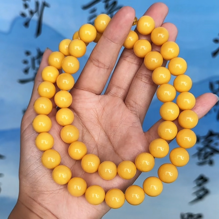 【齐福珠宝】11mm天然原矿色标正黄收藏级项链（多样性发其一）