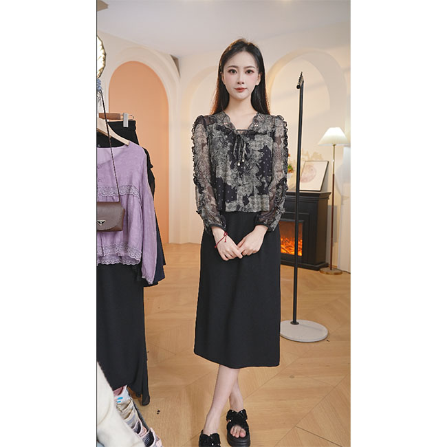 L8385 洋气百搭气质高级感女装2025年春夏新款中长款连衣裙