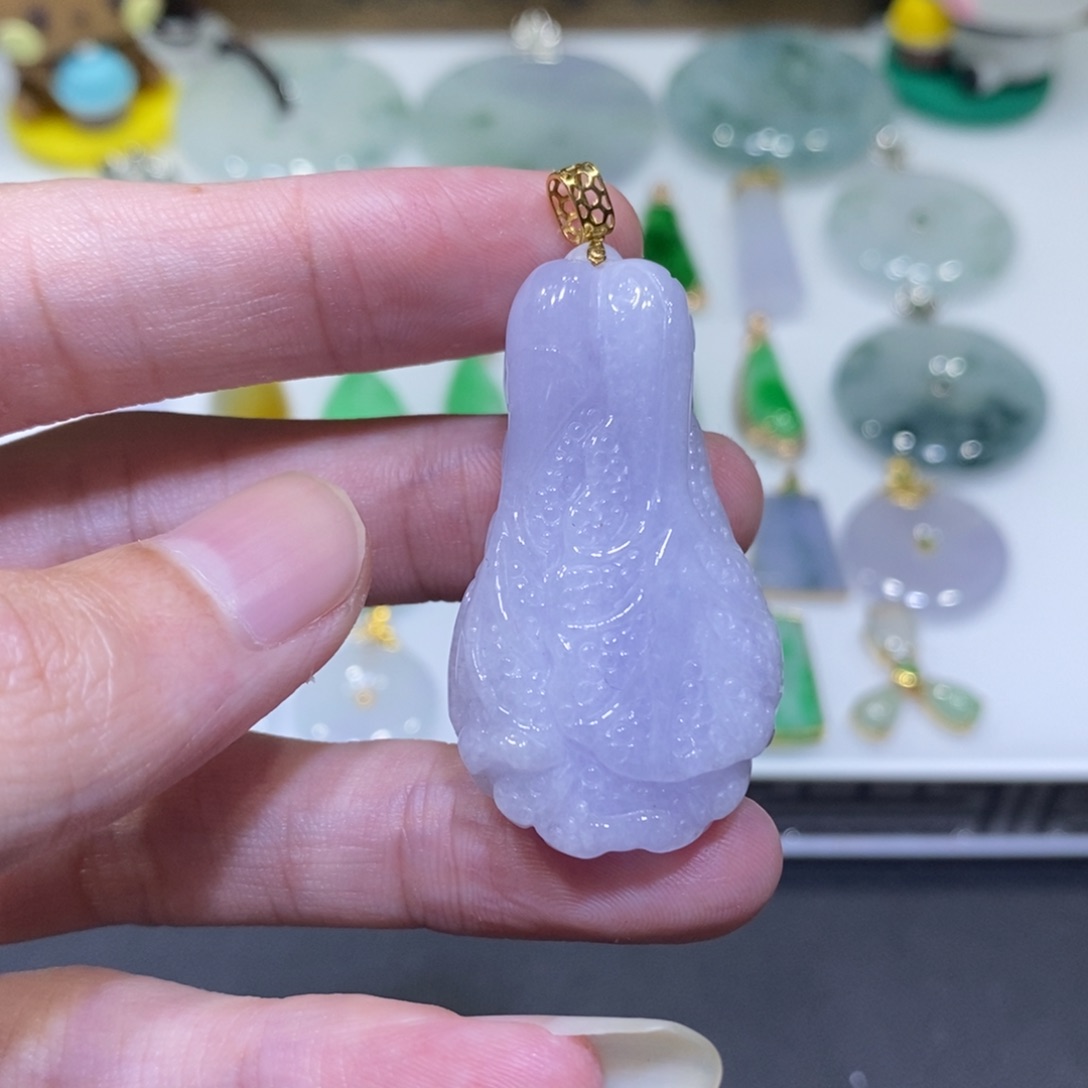 翡翠18K金镶嵌吊坠(不含链)